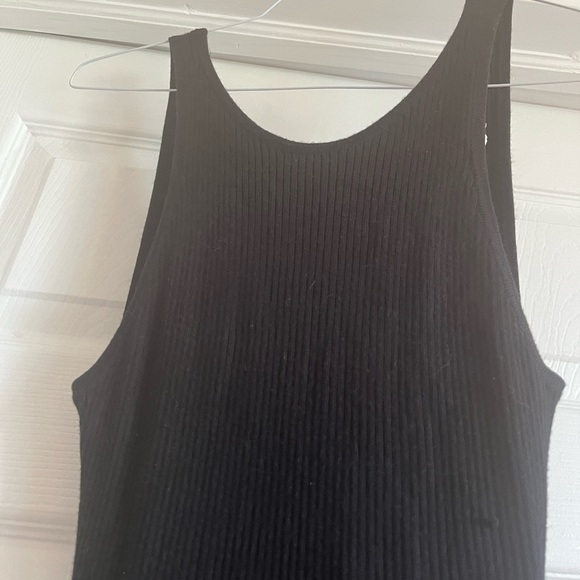 Cut Out Twist Ribbed Maxi Dress Stretch Hollow Out Long Minimalist Goth Y2K - Picture 6 of 8